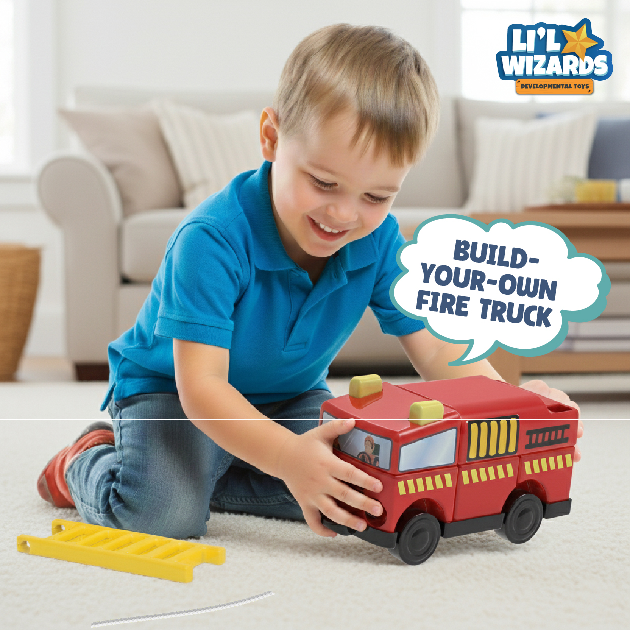 Li'l Wizards Build Your Own - Firetruck For Kids 2+ Years